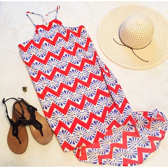 Everly sz S bright hi-low racerback sundress EUC - Picture 1 of 5